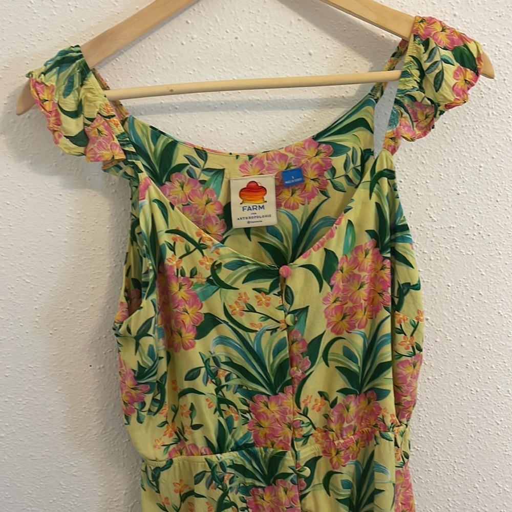 Farm Rio Ruffled Tropical Blouse Tank Sleeveless Size S - Picture 4 of 7